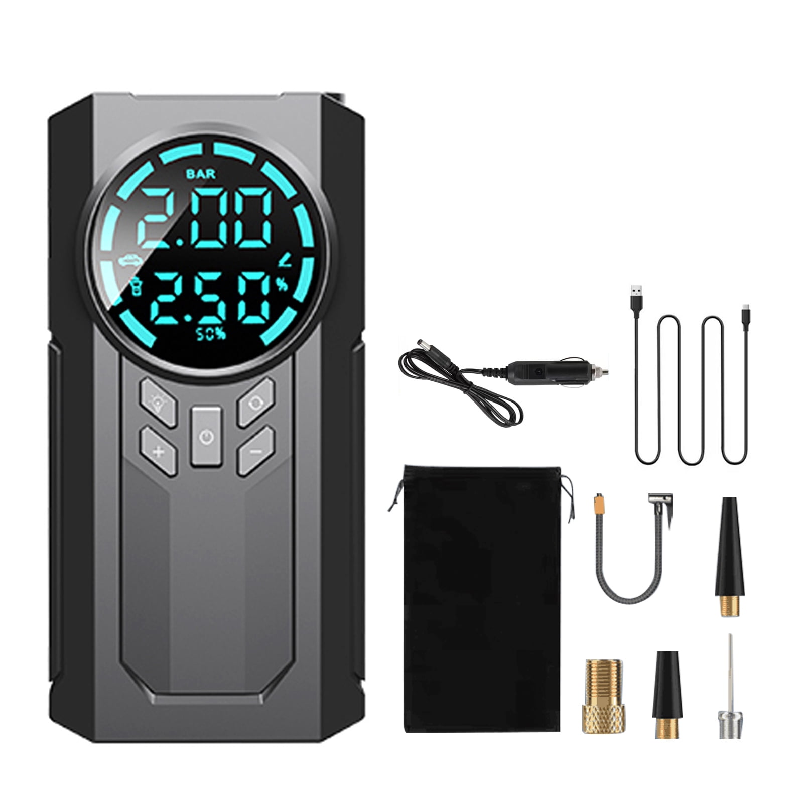 Gonfleur Pneus Voiture Sans Fil 150 PSI - Compresseur Air Portatif 6000mAh LED Arrêt Auto Pour Voiture Moto Vélo Ballons