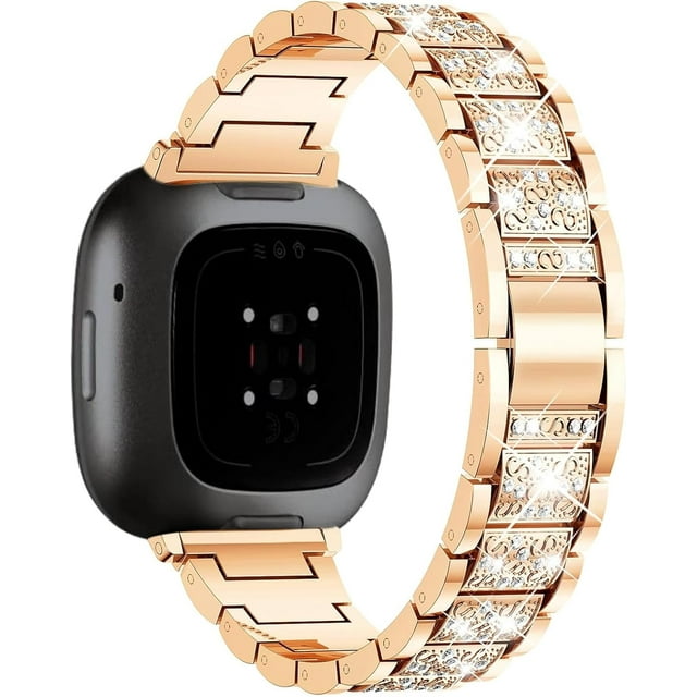 REQO Bling Metal Bands Compatible with Fitbit Versa 4 /Fitbit Versa 3 /Fitbit Sense 2 /Fitbit Sense Bands for Women,Adjustable Replacement Straps Including regulator