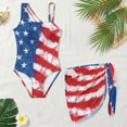 thumbnail image 5 of Jiueut American Flag Print Girls Swimsuit One Shoulder One Piece Bathing Suit Soft Girls' Swimwear Set with Mesh Cover Up Skirt 7-18Y, 5 of 7
