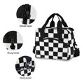 thumbnail image 5 of joogoo White and Black Checkered Grid Art Pattern Insulated Lunch Bags Reusable Cooler Box with Shoulder Strap, 5 of 6
