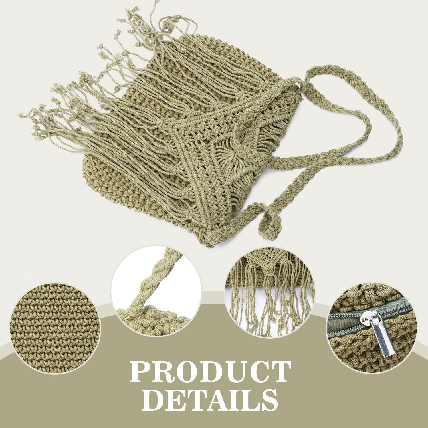 Retro Crochet Crossbody Shoulder Bag for Women Woven Fringe hobo bags Summer Beach Handmade Purse