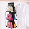 thumbnail image 3 of Non-woven Fabrics Hanging Closet Double Sided Storage Organizer for Handbag Purse(Black), 3 of 8