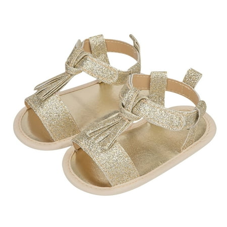 

TAIAOJING Boys Girls First Walkers Open Toe Paillette Tassels Shoes Shoes Summer Toddler Flat Sandals Non-Slip Shoe