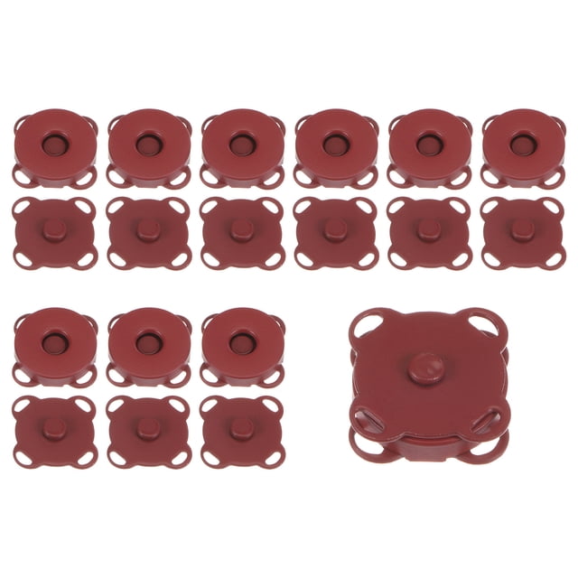 10 juegos de broches magnéticos de 14 mm para ropa y bolsos, rojo