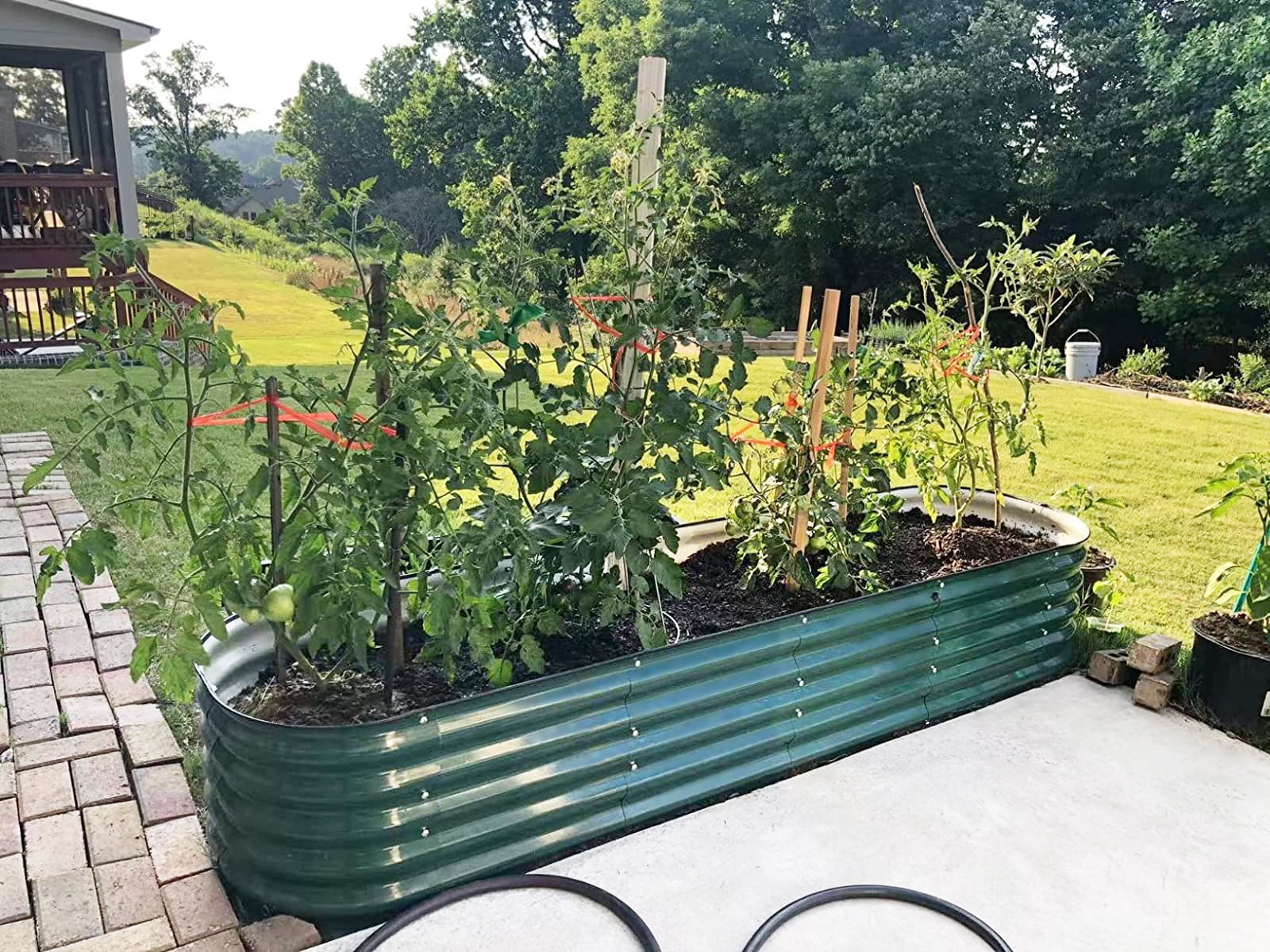 VEGEGA 17" Tall 8'X2' Metal Corrugated Raised Garden Bed Backyard Patio