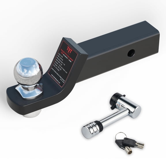 TYT Trailer Hitch Mount with 2" Chrome Ball&Lock, Fits 2-in Receiver, 7,500 lbs (2-Inch Drop)