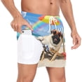 thumbnail image 2 of joogoo Men's Pug Dog Beach Swim Trunks with Liner Pocket Beach Shorts Medium, 2 of 9