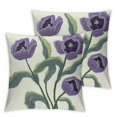 thumbnail image 2 of CMMY Throw Pillow Covers Pack of 2 Purple Tulip Flower Pillowcases Spring Pillow Covers for Couch Canvas Cushion Cover Square Farmhouse Floral Decor Pillow Case, 2 of 6