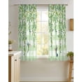 thumbnail image 4 of Spring Plants Sheer Curtains 45 Inch Length 2 Panels Set for Living Room/Bedroom, Watercolor Birds Leaves Flowers Green Plaid Kitchen Curtains Grommet Semi-Sheer Curtains Window Treatments 42"x45"x2, 4 of 7