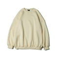 thumbnail image 2 of Mens Crewneck Sweatshirt Cotton Solid Color Oversized Pullover Tops Fall Casual Long Sleeve Loose Shirts for Men (Beige 5XL), 2 of 3
