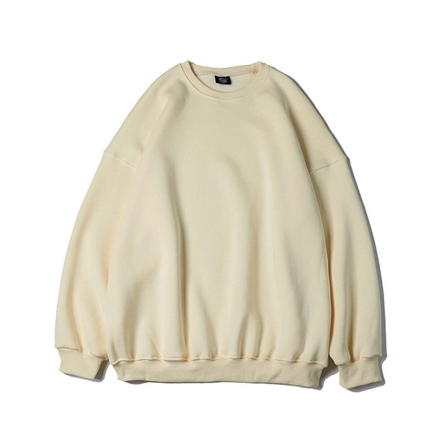 Blusas y camisas de manga larga con cuello redondo para hombre, sudadera holgada con cuello redondo de color liso, blusa de poliéster para hombre