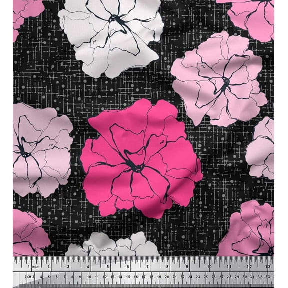 Soimoi Cotton Duck Fabric Carnation Floral Print Fabric by the Yard 42 Inch Wide