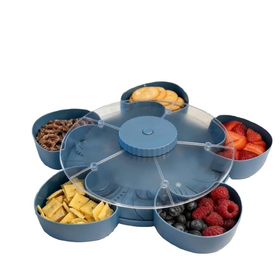 Divided Rotating Serving Tray with Compartments, Spinning Snack Appetizer Platter for Parties, Dips and Hors d'Oeuvres, Gift for Hostess