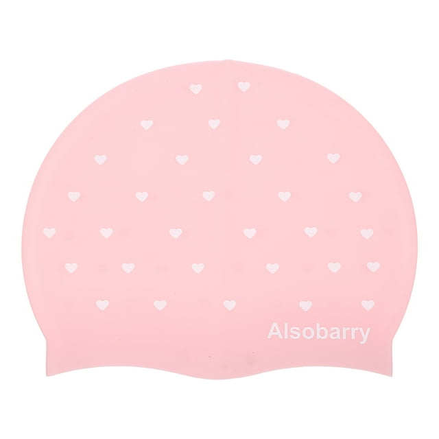 EeaseCA Heart Pattern Silicone Swimming Elastic Waterproof Swim Pool Hat Long Hair Ear Protection Swim Caps (Pink)