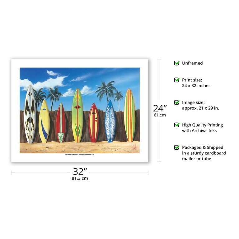 Starting Line Up - Surfboard Art - From an Original Color Painting