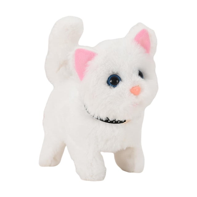 Juguete electrónico para gatos, peluche educativo para regalo de Navidad y cumpleaños. blanco