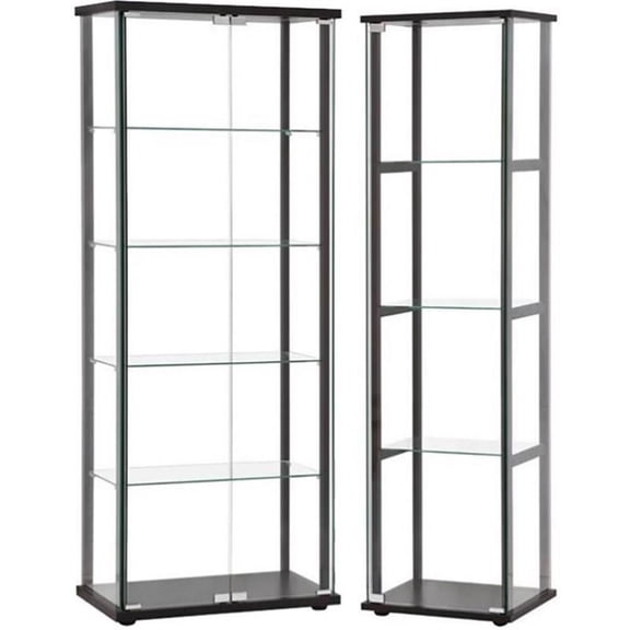 Home Square 2 Piece Glass Curio Cabinet Set with 4 Shelf and 5 Shelf in Black