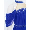 thumbnail image 4 of TiaoBug Kids Girls Figure Skating Lyrical Dance Dress Rhinestone Mesh Skirted Leotard Ballet Modern Ballroom Dancewear Royal Blue 8, 4 of 7