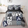 thumbnail image 2 of Manfei Teens Boys Motorcycle Motocross Bedding Comforter Set 7 Pieces,Extreme Sport Full Bedding Set Lightweight,Geometric Plaid Fitted Sheet Flat Sheet,Microfiber Bedroom Decor,Reversible, 2 of 8