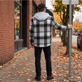 thumbnail image 6 of Fabrcox Men's Hooded Plaid Shacket Long Sleeve Button Down Checkered Shirt Jacket with Chest Pockets Lightweight Casual Fall Outerwear Gray XXL, 6 of 7