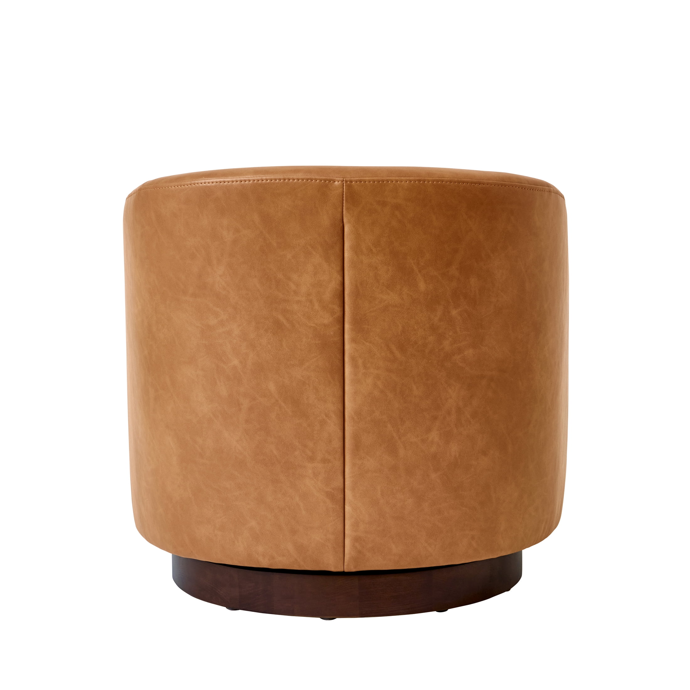 Better Homes & Gardens Bradford Wooden Base Swivel Accent Chair, Chestnut Faux Leather