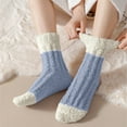 thumbnail image 2 of IDALL Warm Fuzzy Socks for women, Soft Cozy Winter Fluffy Sleep House Striped Slipper Socks Size 9-14 Blue One Size, 2 of 4