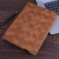 thumbnail image 6 of for Samsung Galaxy Tab A8 10.5 inch Release 2022 (SM-X200/SM-X205) Case, Rhombus Grid Pattern Multiple Viewing Angles Stand Slim Folio Cover (Brown), 6 of 7