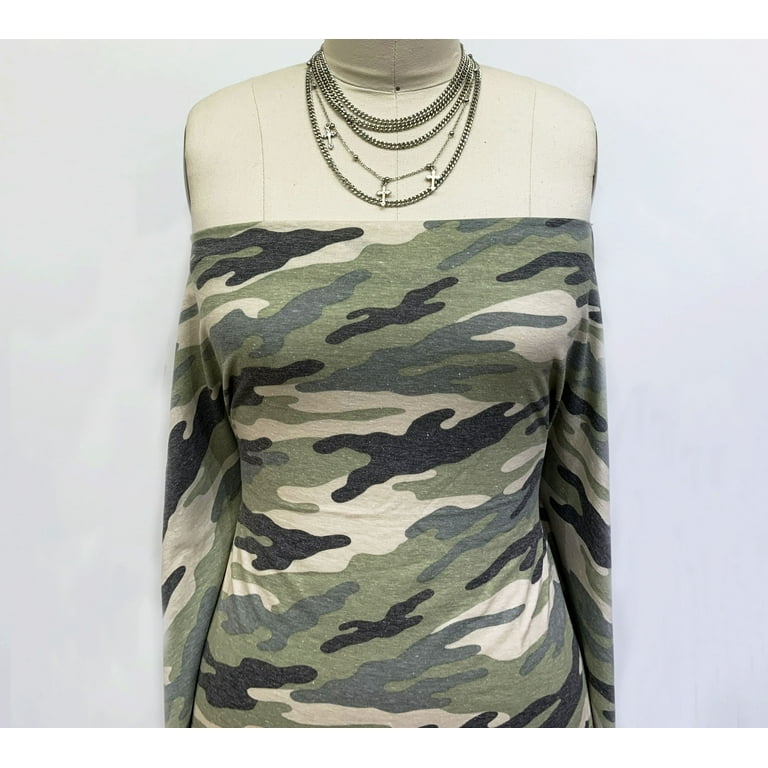 FREE SHIPPING!!! Army Green Charcoal Camouflage Pattern Printed on Cotton  Lycra Fabric, DIY Projects by the Yard - PRINT FABRIC