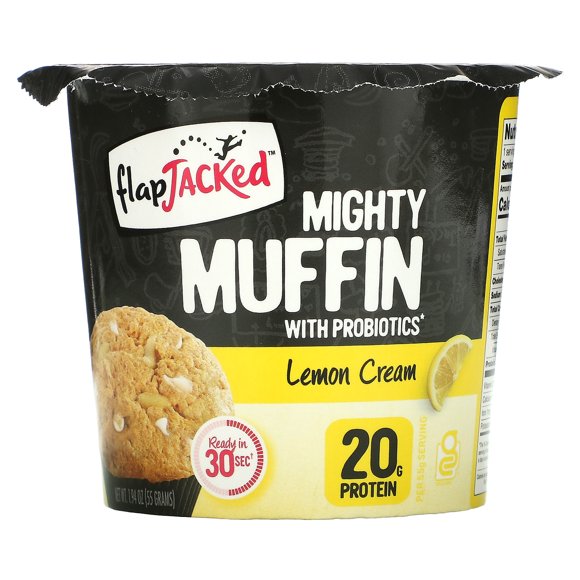 FlapJacked,Mighty Muffin avec Probiotiques, Crème au Citron, 1,94 oz (55 g)