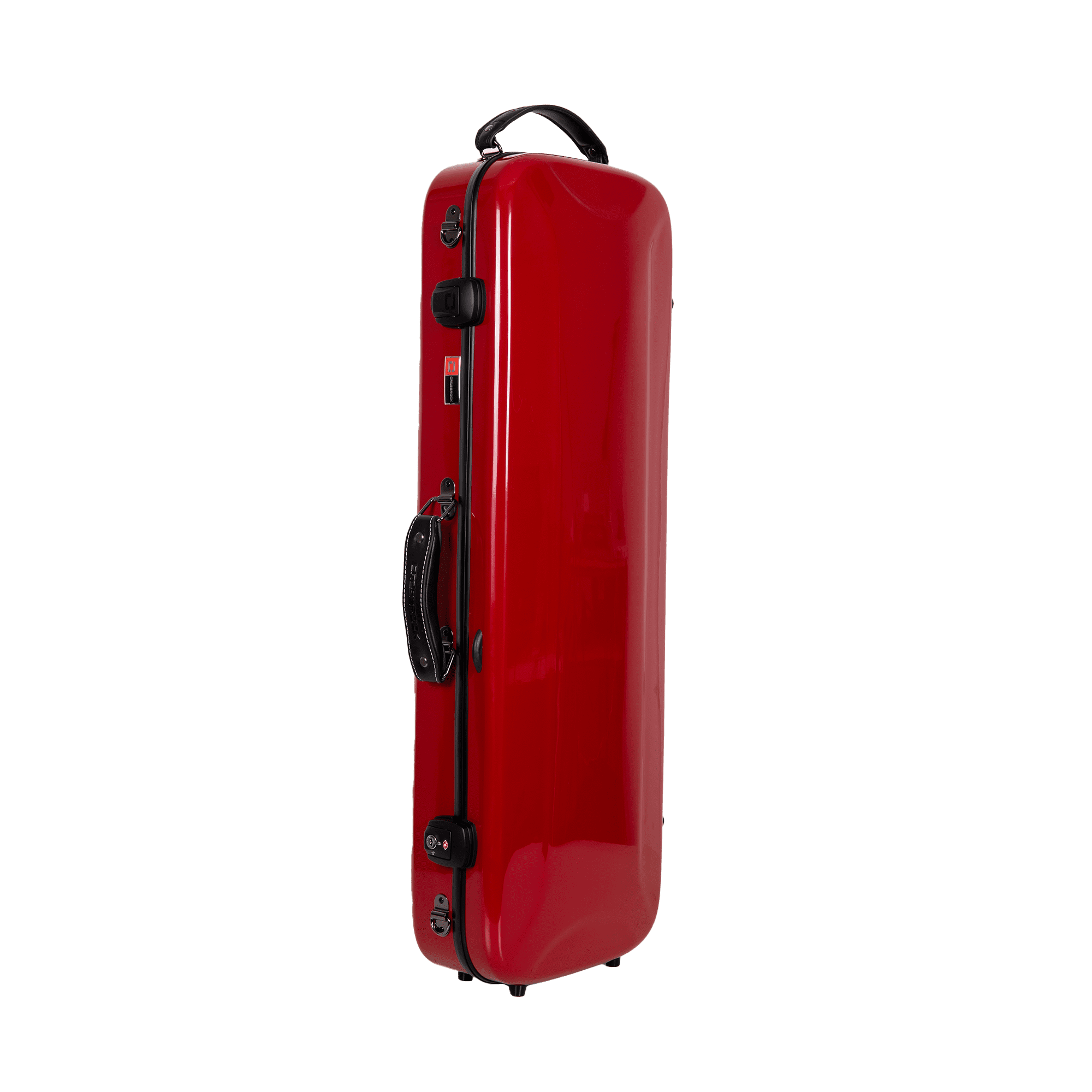 Crossrock Fiberglass Oblong Case fits 4/4 Full-Size Violin, Includes TSA lock, Protective Blanket, Hygrometer, Accessory Compartments-Red