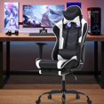 thumbnail image 2 of YRLLENSDAN Ergonomic Gaming Chair Adjustable Height with Footrest, Computer Chairs with Headrest and Lumber Support for Adults, PU Leather Desk Chair, White, 2 of 7