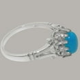 thumbnail image 4 of LBG British Made 925 Sterling Silver Natural Turquoise Womens Promise Ring - 33 size options - Size 4.75, 4 of 6