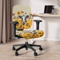 thumbnail image 3 of SCRAWLGOD Cow Sunflowers Butterfly 2 Pieces Comfy Office Chair Slipcover Breathable Split Computer Chair Slipcovers Easy to Remove Washable Boss Chair Covers for Home Decor, 3 of 7