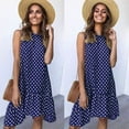 thumbnail image 3 of Odeerbi Summer 2024 Casual Dresses for Women Fashion Round Neck Sleeveless Loose Large Swing Ruffle Dress Navy, 3 of 7