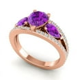 thumbnail image 2 of 2.00 Carat Pear Cut Amethyst Gemstone & Natural Diamond Stylish Three Stone Ring for Women Solid 14K Rose Gold Size 11.5 by Diamond-Capitals, 2 of 8