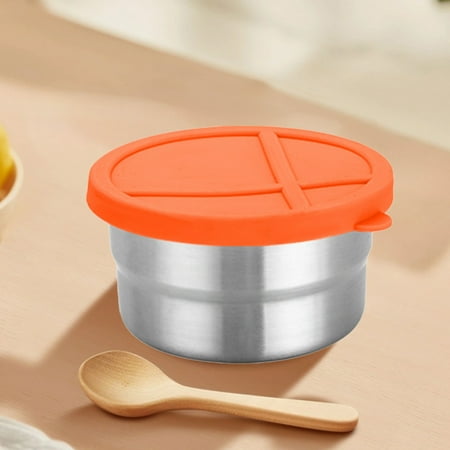 Orange Food Storage Container Stainless Steel Lunchbox with Sealing Silicone Lid for Professional Culinary Maintenance Management and Meal Preparation Utility Accessory 1pc