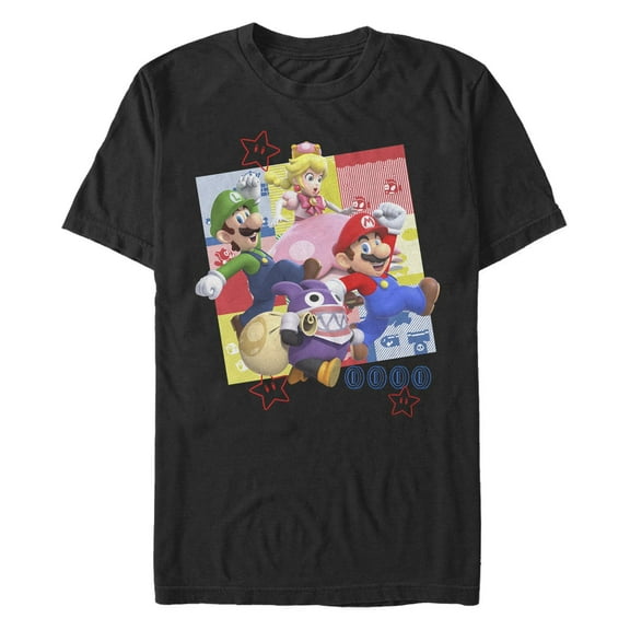 Men's Nintendo Super Mario Bros. U Deluxe Character Poster Graphic T-Shirt