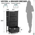 thumbnail image 2 of 4 Drawers Dresser for Bedroom, Vesteel Fabric Chest of Drawers Tall Storage Tower with Wood Top and Sturdy Steel Frame, Storage Organizer Unit for Closet, Living Room, Hallway - Black, 2 of 7