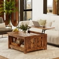 thumbnail image 1 of GUNAITO Lift Top Coffee Table with Storage Cabinet and 2 Compartments for Living Room, Brown, 31.5''Hx31.5''W in, 1 of 8