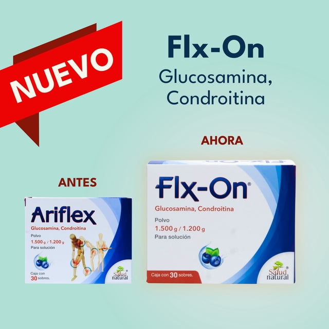 Ariflex Glucosamina NUEVA PRESENTACIÓN FLX-ON, Condroitina 1.500 g / 1.200 g Caja C/30