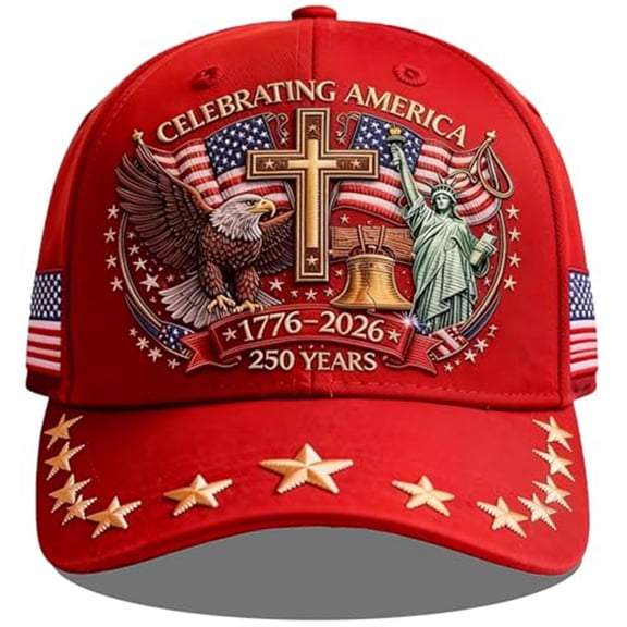 USA 250th Anniversary Hat 1776-2026, Patriotic Eagle Liberty Cross Printed Baseball Cap, Vintage Adjustable American Flag Hat for Men Women