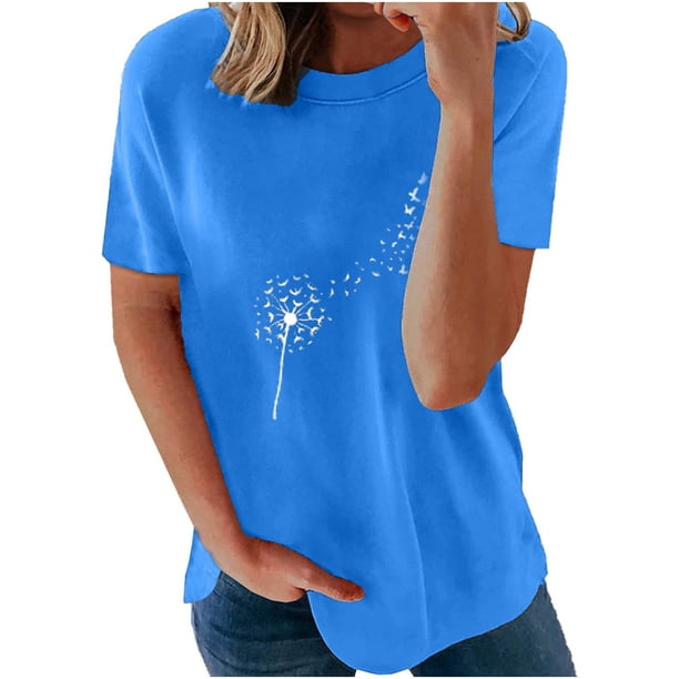 Pntutb moda adulta mujer cuello redondo manga corta tops camiseta estampados sueltos cortos Pntutb Pntutb-6979