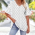 thumbnail image 3 of Dvprdro Plus Size V Neck T Shirts for Women Short Sleeve Loose Fit Polka Dots Summer Casual Tops, 3 of 8