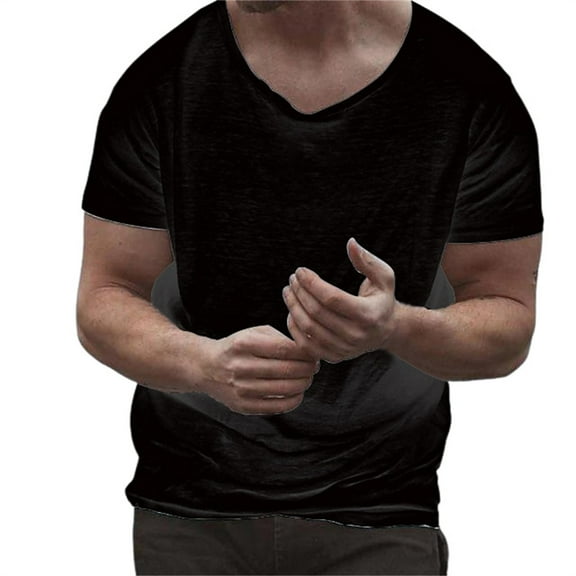 JTieacloth Men's A Shirt Male Casual Solid Color Top Shirt Round Neck Blouse Solid Raglan Sleeve Button Tops Blouse T Shirt