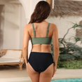thumbnail image 4 of WTOBBY Women's Two-Piece Swimsuit Set Flowy Shorts & Tank Top Sexy Bathing Suit for Beach Vacation Summer Swimwear,Army Green L, 4 of 5