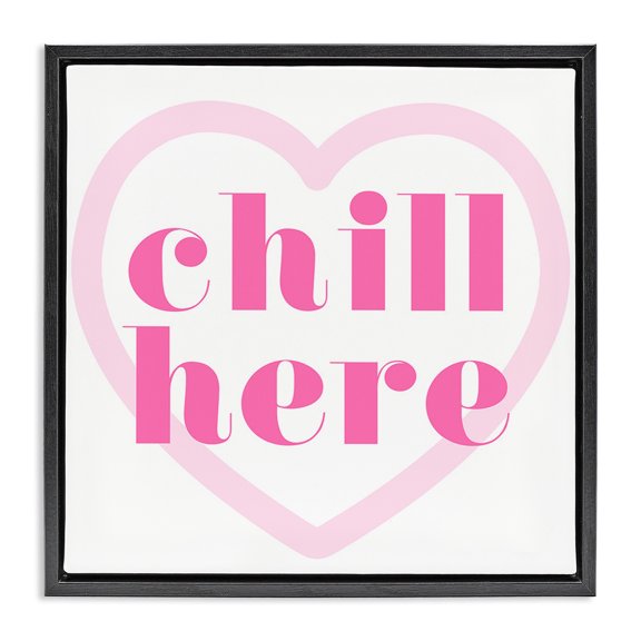 Stupell Industries Eclectic Chill Here with Heart Black Floating Frame Canvas Art, 18 x 18, by Lil' Rue