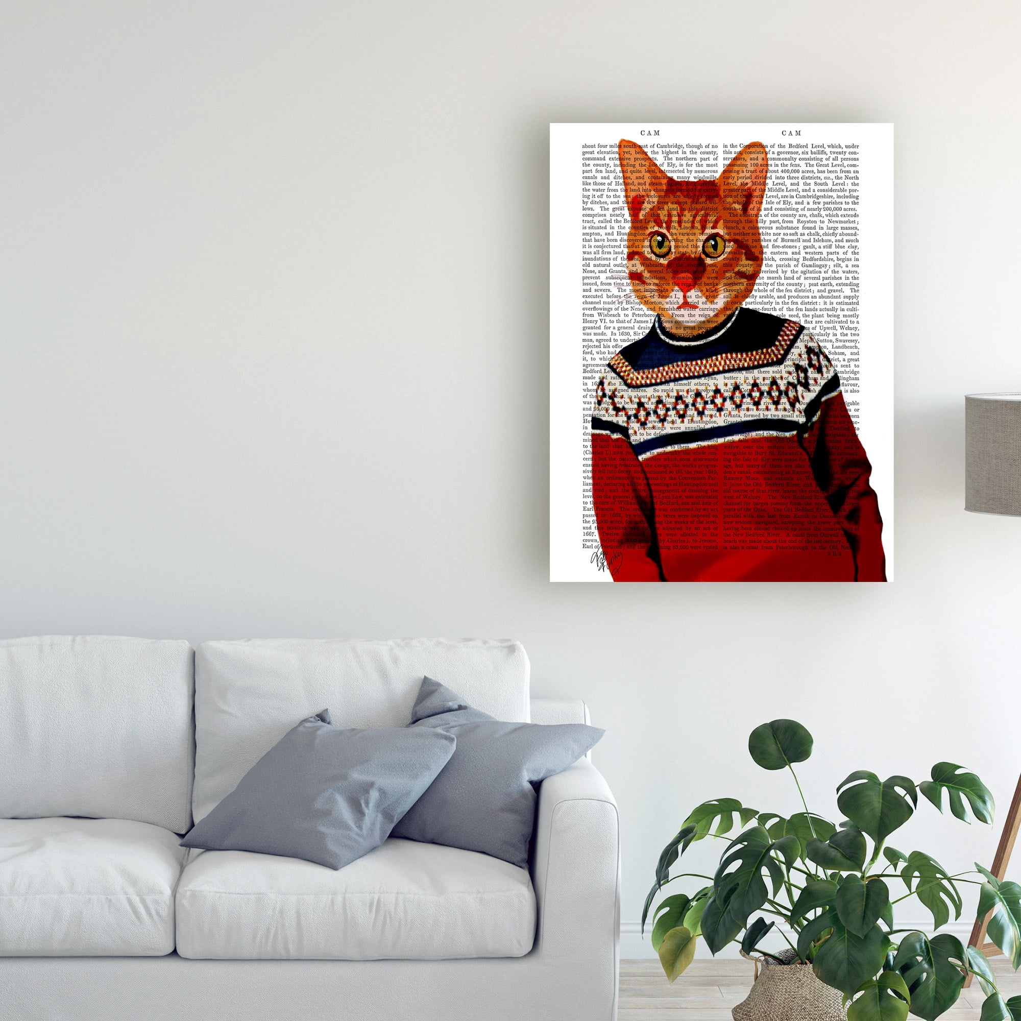 Trademark Fine Art 'Cat In Ski Sweater' Canvas Art by Fab Funky