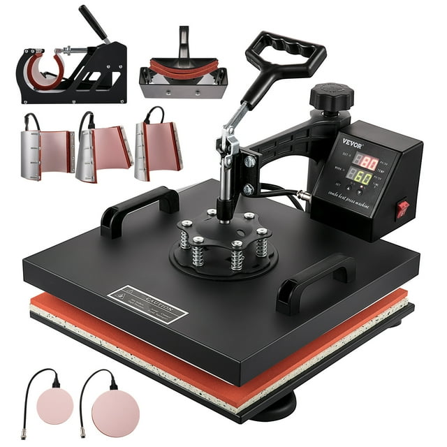 VEVOR Presse à Chaud, Machine de Presse à Chaud 8 en 1 15x15 Pouces, Affichage LED Double Rotation à 360 Degrés Bascule, Machine de Transfert Thermique par Sublimation Numérique Multifonction, pour Imprimer Chapeau Tasse T-Shirts Casquette