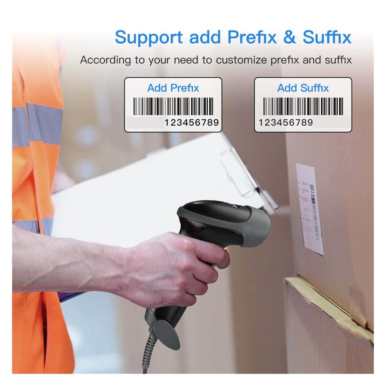 Wired 1D QR 2D Barcode Scanner Handheld Extra Long USB Wired Bar Codes Reader CCD PDF417 Data Matrix Bar Code Scanning ,Easy to Operate