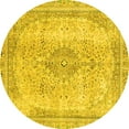 thumbnail image 1 of Ahgly Company Machine Washable Indoor Round Abstract Yellow Modern Area Rugs, 5' Round, 1 of 4